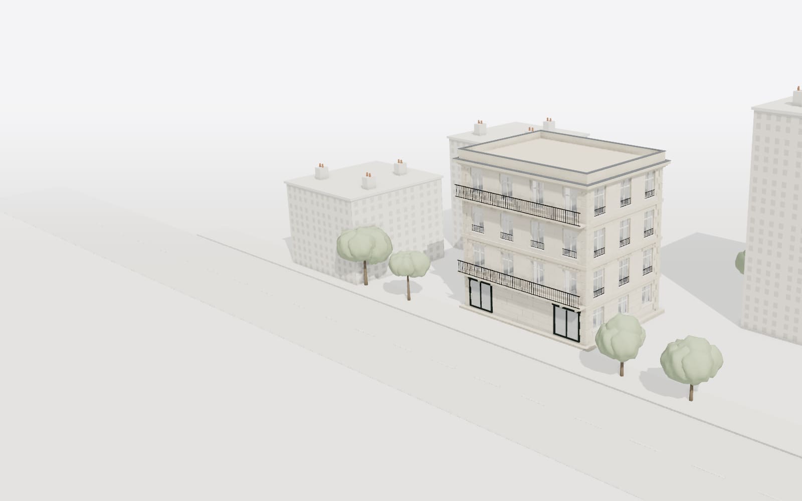 Maquette 3D d'un immeuble parisien